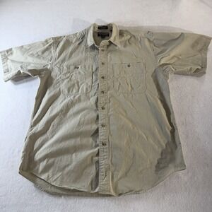 Roundtree & Yorke Canyon Cloth Shirt Mens Large Khaki Short Sleeve Button Up